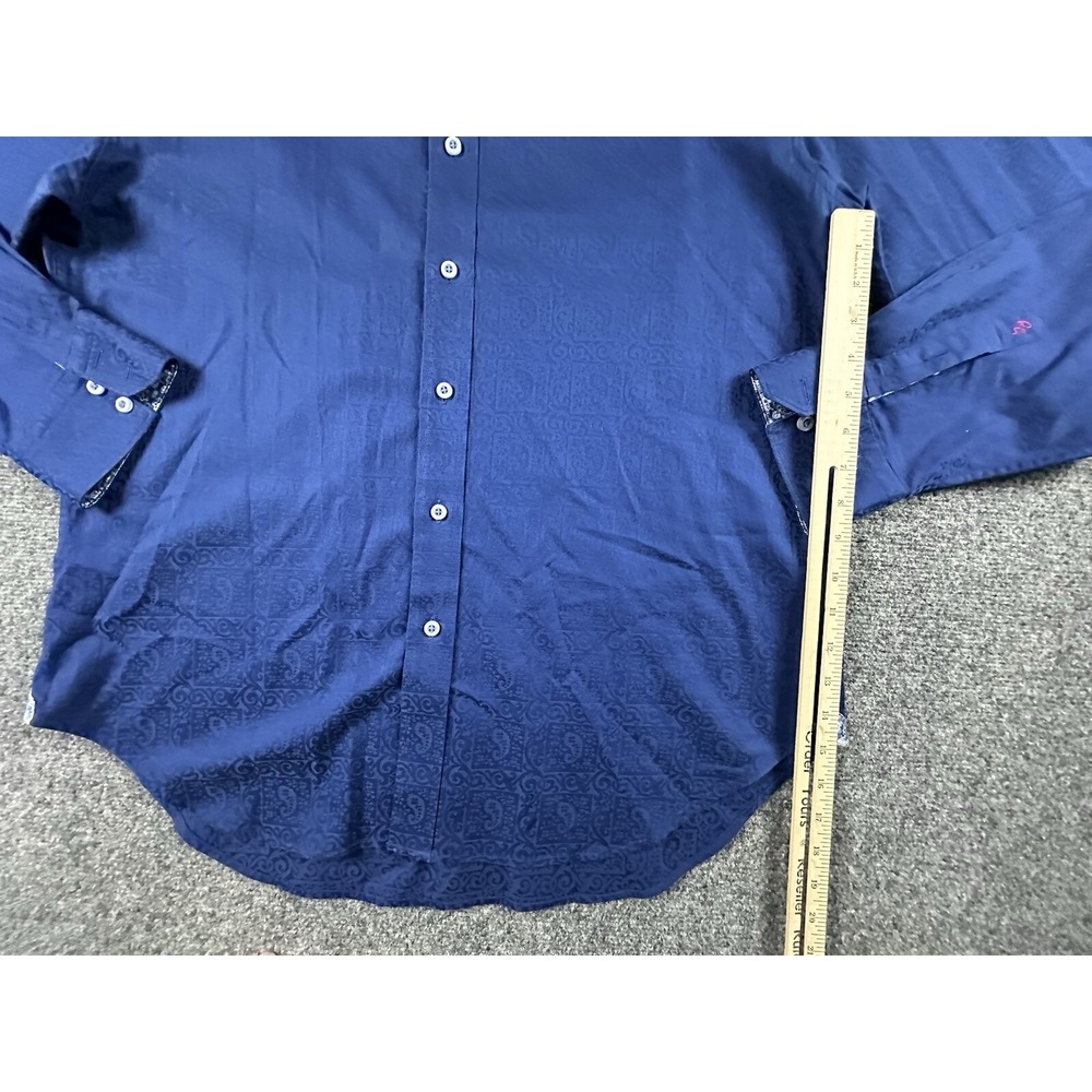 Robert Graham Paisley Blue Button Down Shirt Men's XL Geometric Accent L/S - Picture 3 of 9